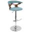 Teal Adjustable Swivel Barstool with Walnut Wood Frame