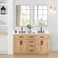 Gavino 60" Light Brown Wood Vanity with Stone Top and Mirror