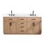 Gavino 72" Light Brown Wood Double Vanity with Composite Stone Top