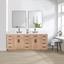 Gavino 84" Light Brown Double Vanity with White Stone Countertop and Mirror