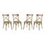 Rustic Country Charm Natural Wood Cross-Back Side Chair, Set of 4