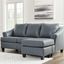 Steel Blue Faux Leather Sectional Sofa with Chaise Lounge