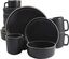 Zuma Matte Black 16-Piece Modern Ceramic Dinnerware Set, Service for 4