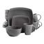 Gray Porcelain Square 16-Piece Dinnerware Set