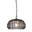 Matte Black Woven Fabric Outdoor Pendant Light with Glass Globe