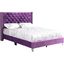 Purple Tufted Upholstered Queen Bed with Nailhead Trim