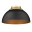 Olympic Gold and Matte Black Dome Flush Mount Light