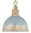 Alison Vintage Gold Bowl Pendant with Antique Teal Shade - 12"