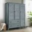 Brushed Grey Solid Pine Coastal 3-Door Wardrobe