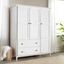 Brushed White Solid Pine Coastal 3-Door Armoire