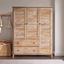 Brushed Driftwood Coastal Solid Pine Wood 3-Door Wardrobe