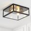 Farmhouse 12" Square LED Flush Mount in Oil Rubbed Bronze with Glass Shade