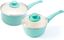 Turquoise Aluminum Nonstick Saucepan Set with Glass Lids, 1 Qt & 2 Qt