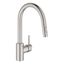 Modern 15" Stainless Steel Pull-Down Kitchen Faucet with Dual Spray