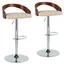 Cream Faux Leather Adjustable Swivel Barstool with Chrome and Walnut