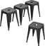 18" Black Industrial Backless Metal Stools, Set of 4