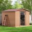 8' x 8' Brown Galvanized Steel Garden Storage Shed with Windows