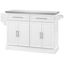 White Stainless Steel Top Kitchen Cart with Storage and Racks