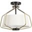 Hangar 16" Antique Bronze Semi-Flush Drum Light with Linen Shade