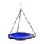 Cobalt Blue Crackle Glass Hanging Birdbath with Iron Chain