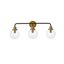 Hanson Dimmable 3-Light Bath Sconce in Black, Brass & Clear Glass