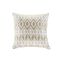 Medium Taupe Geometric Embroidered Square Pillow