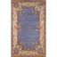 Regal Blue Hand-Tufted Wool Floral Rectangular Rug 5' x 8'