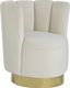 Elegant White Velvet Swivel Barrel Accent Chair with Wood Base