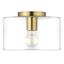 Henri 10" Brass and Glass Drum Flush Mount Light