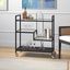 Lovett 33" Blackened Bronze Rectangular Bar Cart with Glass Shelves