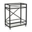 Modern Blackened Bronze Metal Bar Cart with Glass Shelves