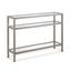 Satin Nickel Industrial Console Table with Tempered Glass Shelves