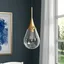 Brass and Clear Glass Teardrop Pendant Light