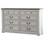 Hillcrest 63" White and Dark Rum 9-Drawer Dresser