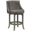 Aged Gray Wood and Leather Swivel Counter Stool