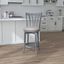 37" Blue Wire Brush Swivel Wood Counter Stool