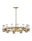 Reeve Heritage Brass 12-Light Wagon Wheel Chandelier with Clear Glass Cylinders