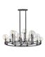 Black Steel 15-Light Wagon Wheel Chandelier with Clear Glass