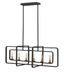 Quentin Buckeye Bronze Geometric 6-Light Chandelier with Heritage Brass Sleeves