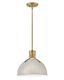 Argo Lacquered Brass and Light Taupe Glass Bowl LED Pendant