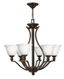 Olde Bronze 6-Light Chandelier with Etched Opal Glass