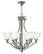 Bolla Brushed Nickel 6-Light Chandelier with Etched Opal Glass