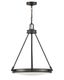 Matte Black 4-Light Etched Glass Pendant