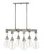 Denton Pewter 6-Light Industrial Linear Chandelier with Rustic Accents