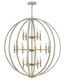 Cement Gray and Brass 16-Light Globe Chandelier