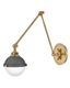 Aged Zinc and Brass Adjustable Wall Sconce with Opal Glass