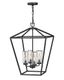 Alford Place Museum Black 4-Light Outdoor Chandelier with Clear Seedy Glass