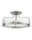 Harper Brushed Nickel Clear Seedy Glass 3-Light Semi-Flush Mount