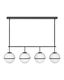 Hollis Mid-Century Black Steel 4-Light LED Linear Chandelier