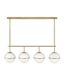 Hollis Heritage Brass 4-Light LED Linear Chandelier with Etched Opal Glass
